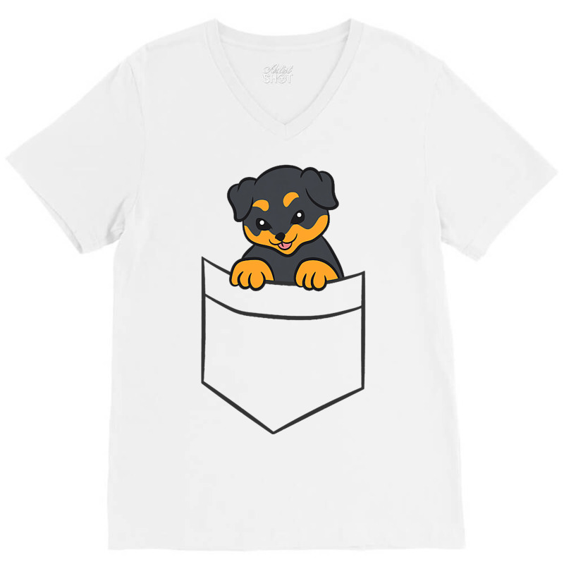 Rottweiler Dog In A Pocket Cute Pocket Rottweiler V-neck Tee | Artistshot