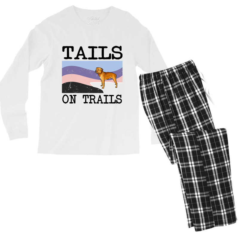 Staffordshire Bull Terrier Tails On Trails Funny D Men's Long Sleeve Pajama Set | Artistshot