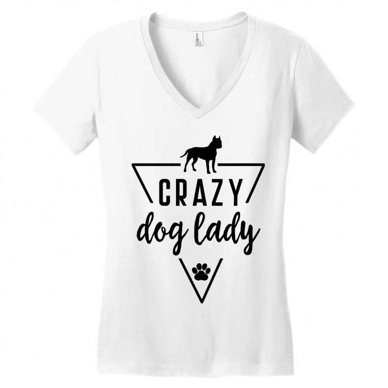 Staffordshire Crazy Dog Lady Mom Paw Print Puppy C Women's V-Neck T-Shirt by VailNatale | Artistshot