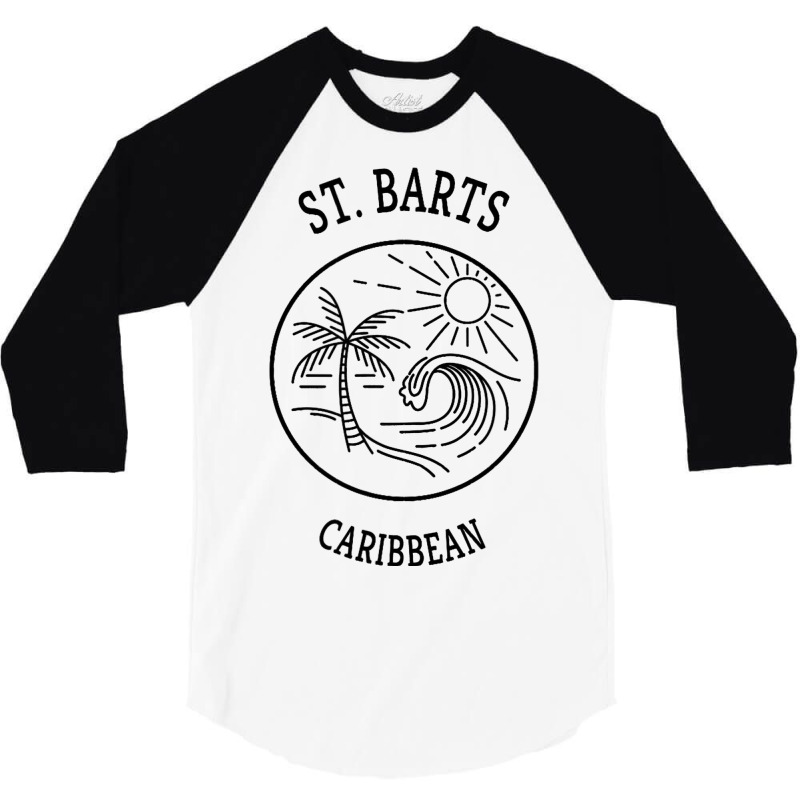 Retro Cool St. Barts Fun Scenic Beach Novelty Art 3/4 Sleeve Shirt by CalliopeEasley | Artistshot