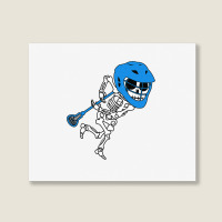 Skeleton Goalie Stick Halloween Funny Lacrosse Eas Landscape Canvas Print | Artistshot