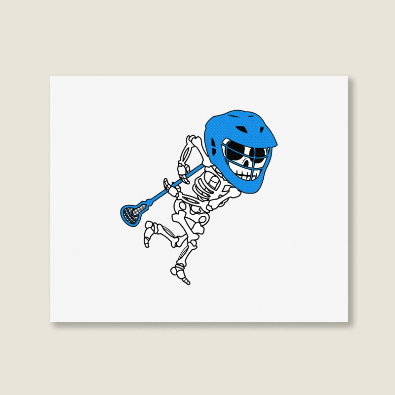 Skeleton Goalie Stick Halloween Funny Lacrosse Eas Landscape Canvas Print | Artistshot