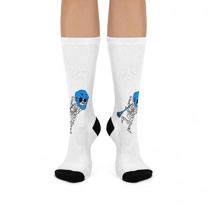 Skeleton Goalie Stick Halloween Funny Lacrosse Eas Crew Socks | Artistshot