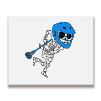 Skeleton Goalie Stick Halloween Funny Lacrosse Eas Metal Print Horizontal | Artistshot