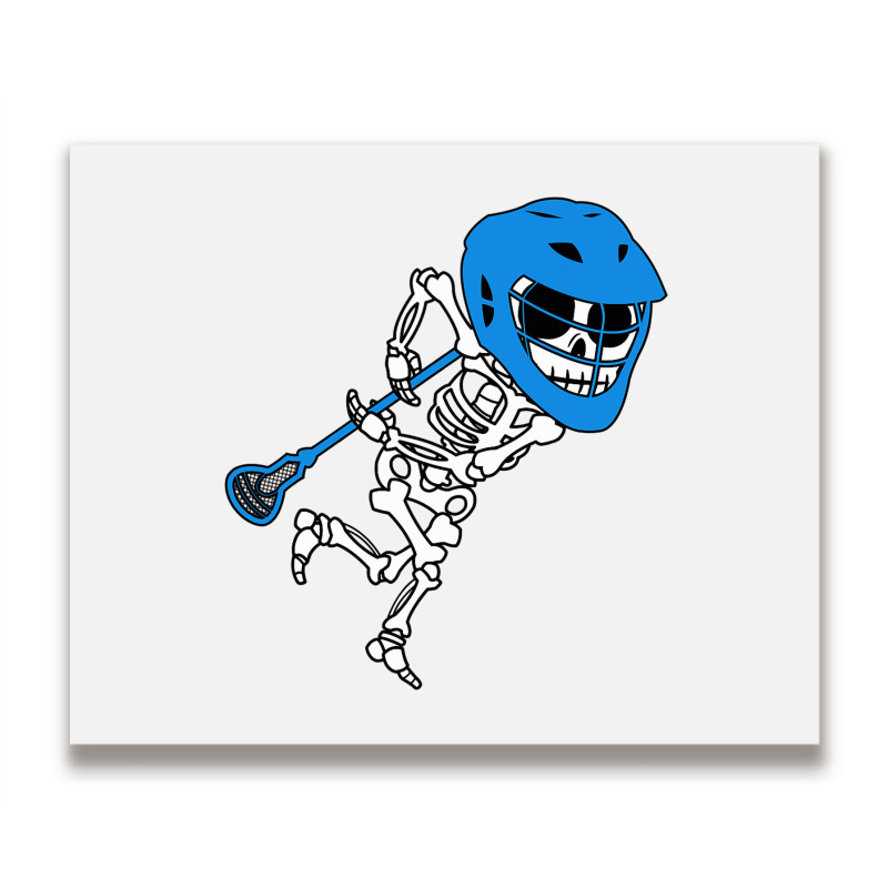 Skeleton Goalie Stick Halloween Funny Lacrosse Eas Metal Print Horizontal | Artistshot