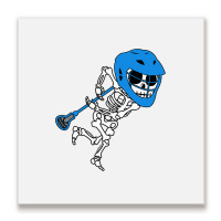 Skeleton Goalie Stick Halloween Funny Lacrosse Eas Metal Print Square | Artistshot