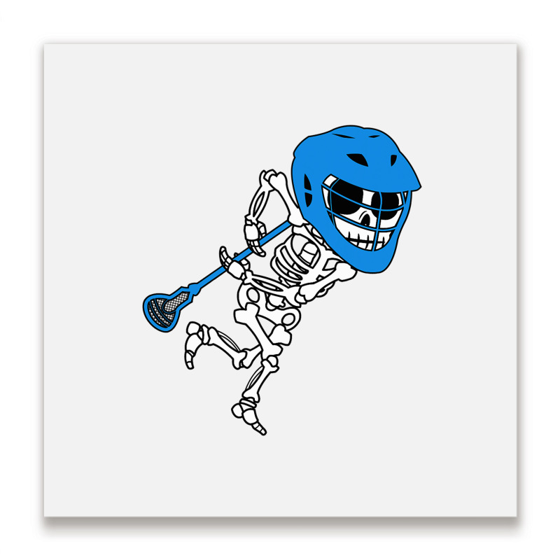 Skeleton Goalie Stick Halloween Funny Lacrosse Eas Metal Print Square | Artistshot