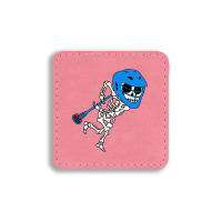 Skeleton Goalie Stick Halloween Funny Lacrosse Eas Square Leatherette Patch | Artistshot