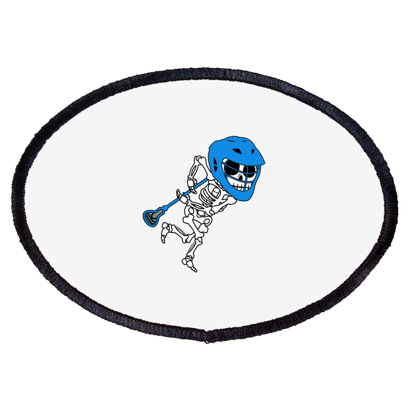 Skeleton Goalie Stick Halloween Funny Lacrosse Eas Oval Patch | Artistshot