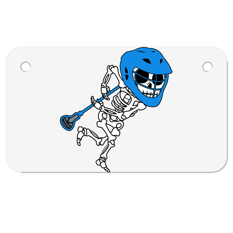 Skeleton Goalie Stick Halloween Funny Lacrosse Eas Motorcycle License Plate | Artistshot