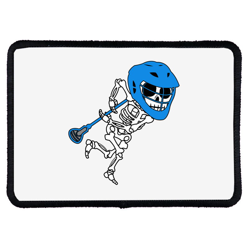 Skeleton Goalie Stick Halloween Funny Lacrosse Eas Rectangle Patch | Artistshot