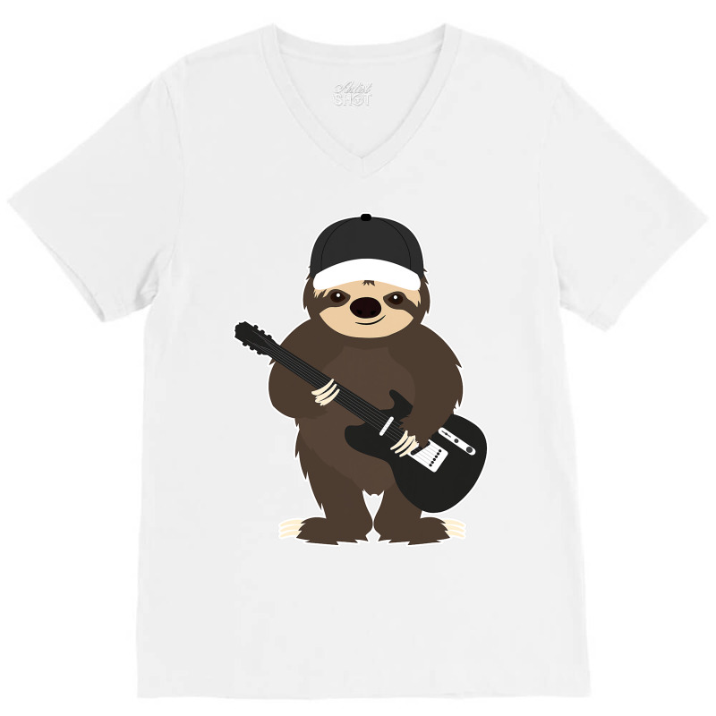 Sloth Guitar Band Member Animal Music Shirt V-neck Tee | Artistshot