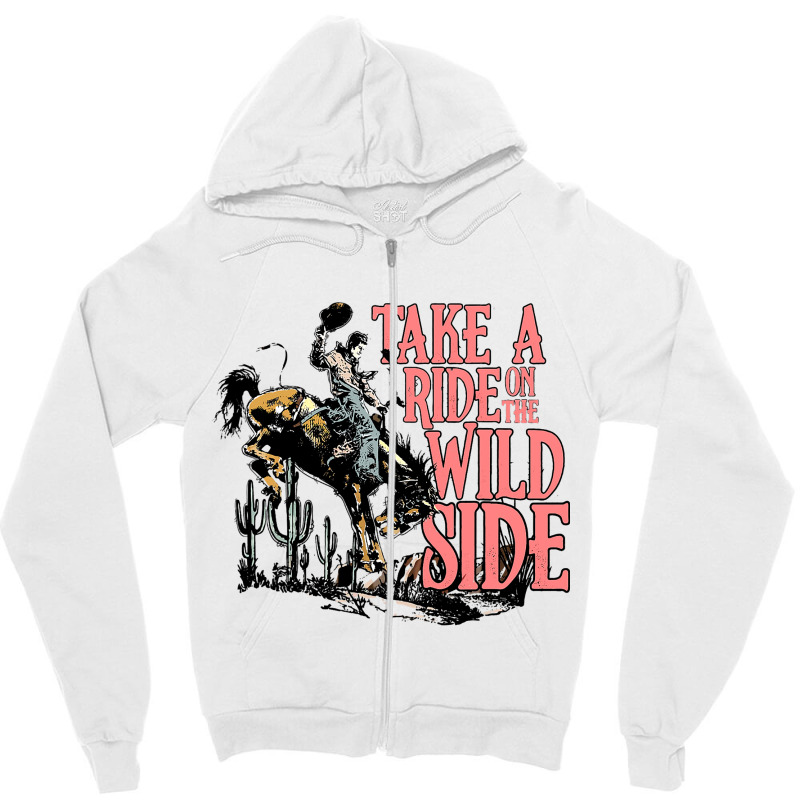 Retro Cowboy Horsing Take A Ride On Wild Western C Zipper Hoodie | Artistshot