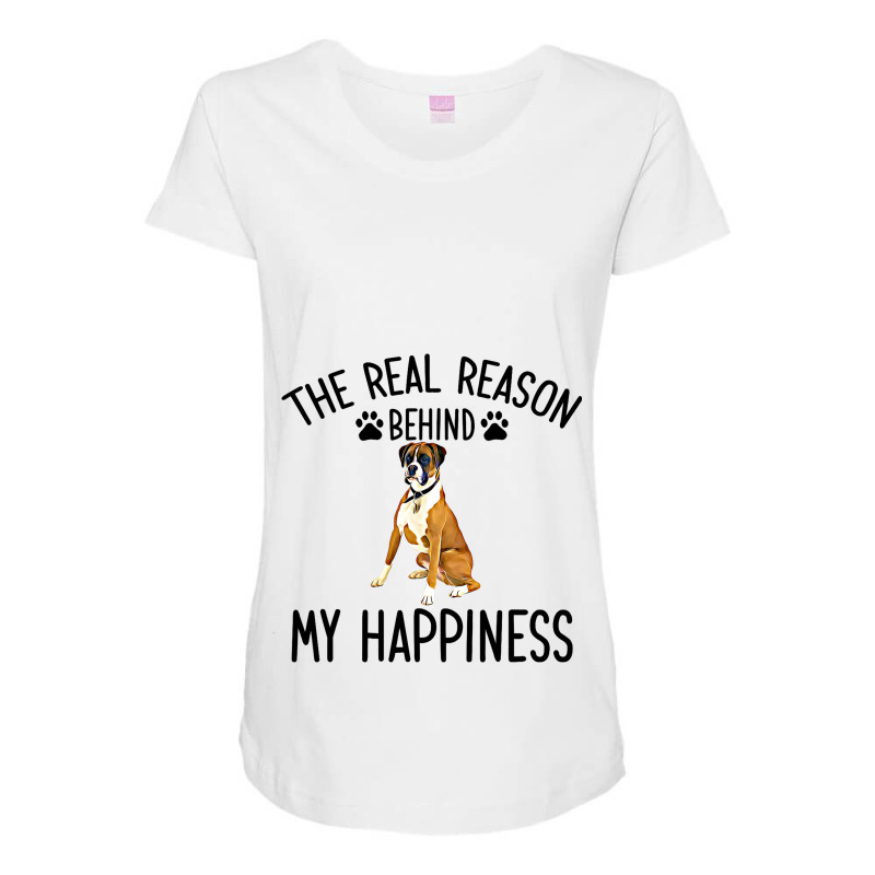 Real Reason Behind My Happiness Boxer Mom Boxer Ow Maternity Scoop Neck T-shirt by AustynHidago | Artistshot