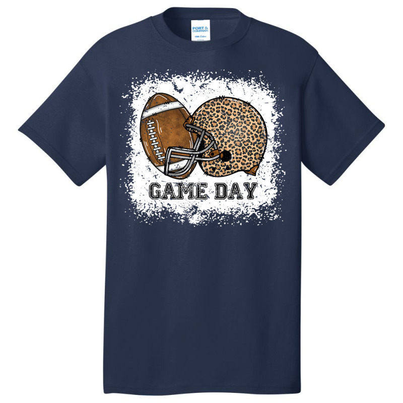 Bleached Game Day Leopard Football Helmet Sport Mom Girls  Copy Basic T-shirt | Artistshot