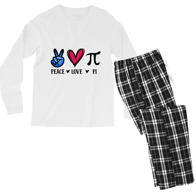 Peace Love Pi Math Love Pi Day Mathematics Math Te Men's Long Sleeve Pajama Set | Artistshot