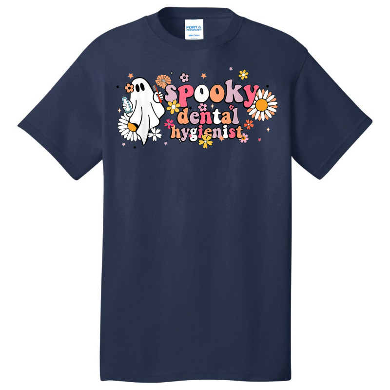 Groovy Ghost Halloween Floral Spooky Dental Hygienist Basic T-shirt by Lambent | Artistshot