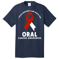 I Wear Burgundy And White For Oral Cancer Awareness Long Sleeve T Shir Basic T-shirt | Artistshot