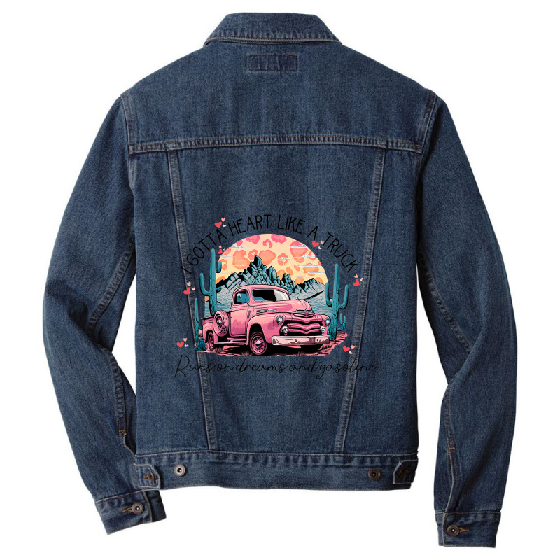 Retro Desert Cactus Got A Heart Like Truck Western Men Denim Jacket | Artistshot