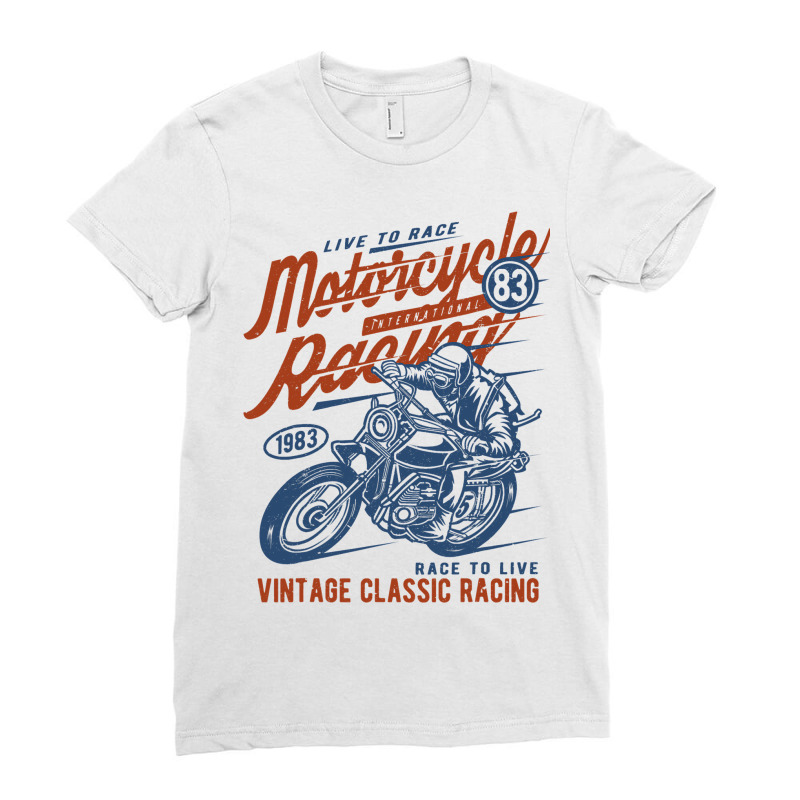 Retro Vintage Style Motorcycle Racing Distressed D Ladies Fitted T-Shirt by SCOTTALLENZ | Artistshot