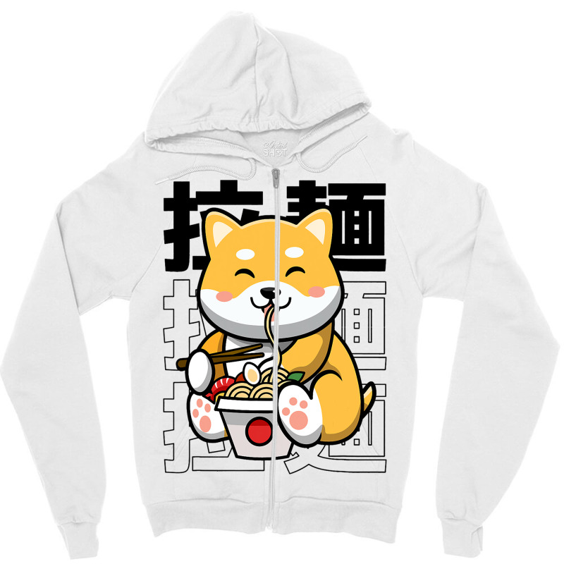 Ramen Dog Kawaii Harajuku Cute Shiba Ramen Noodles Zipper Hoodie | Artistshot