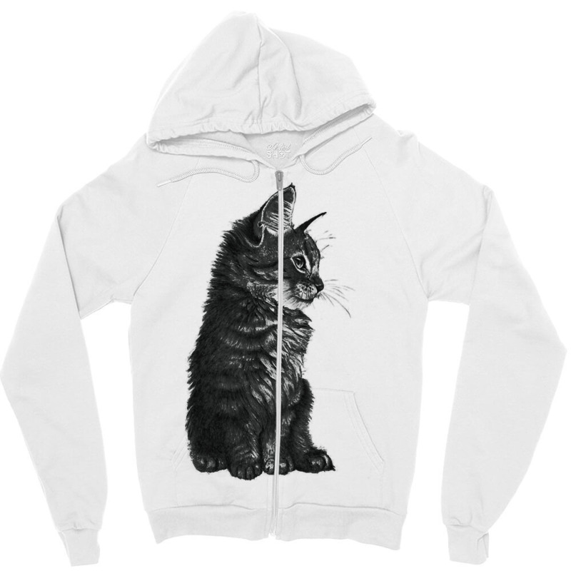 Small Baby Cat Kitten Hoodie Black White Zipper Hoodie | Artistshot