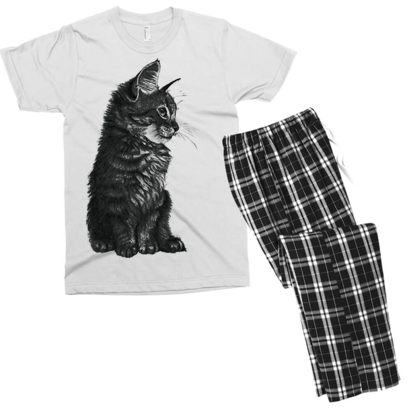 Small Baby Cat Kitten Hoodie Black White Men's T-shirt Pajama Set | Artistshot