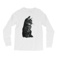 Small Baby Cat Kitten Hoodie Black White Long Sleeve Shirts | Artistshot