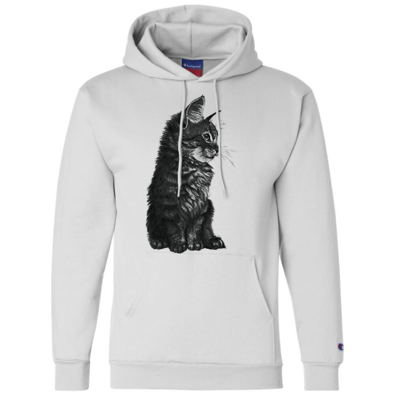 Small Baby Cat Kitten Hoodie Black White Champion Hoodie | Artistshot