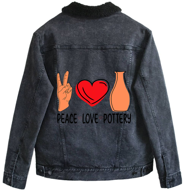 Peace Love Pottery Maker Ceramic Pottery Ceramics Unisex Sherpa-lined Denim Jacket | Artistshot