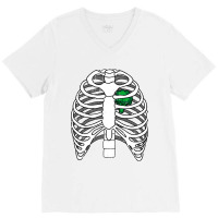 Skeleton Rib Broccoli Heart Costume Easy Halloween V-neck Tee | Artistshot