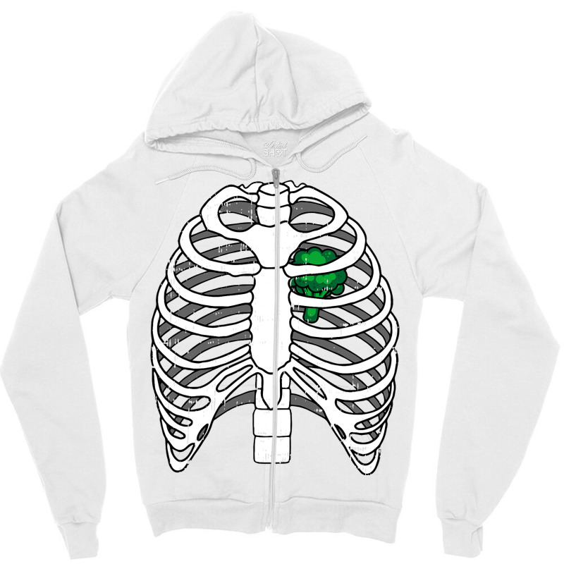 Skeleton Rib Broccoli Heart Costume Easy Halloween Zipper Hoodie | Artistshot