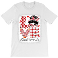 Social Worker Love Messy Bun Valentines Day Apprec T-shirt | Artistshot