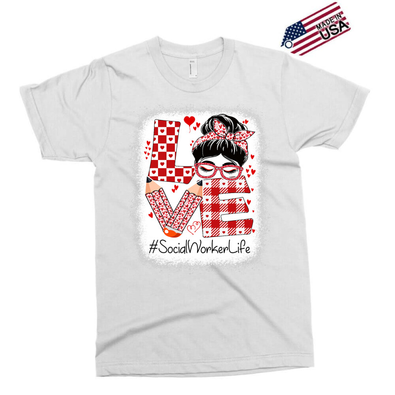 Social Worker Love Messy Bun Valentines Day Apprec Exclusive T-shirt | Artistshot