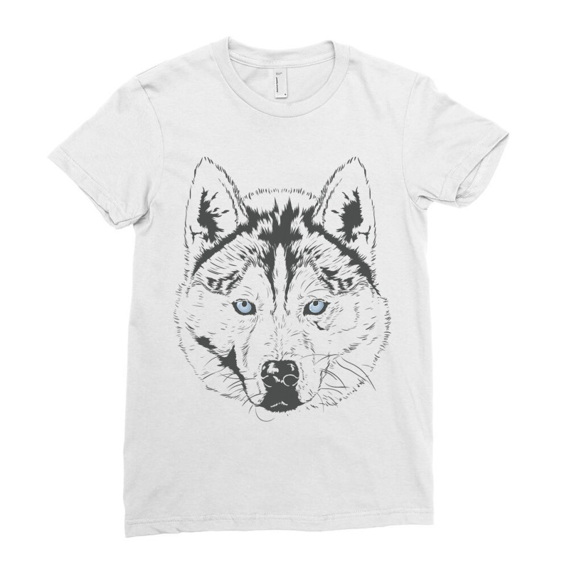 Siberian Husky Sled Dog Snow Nose Ladies Fitted T-Shirt by Delightbar | Artistshot