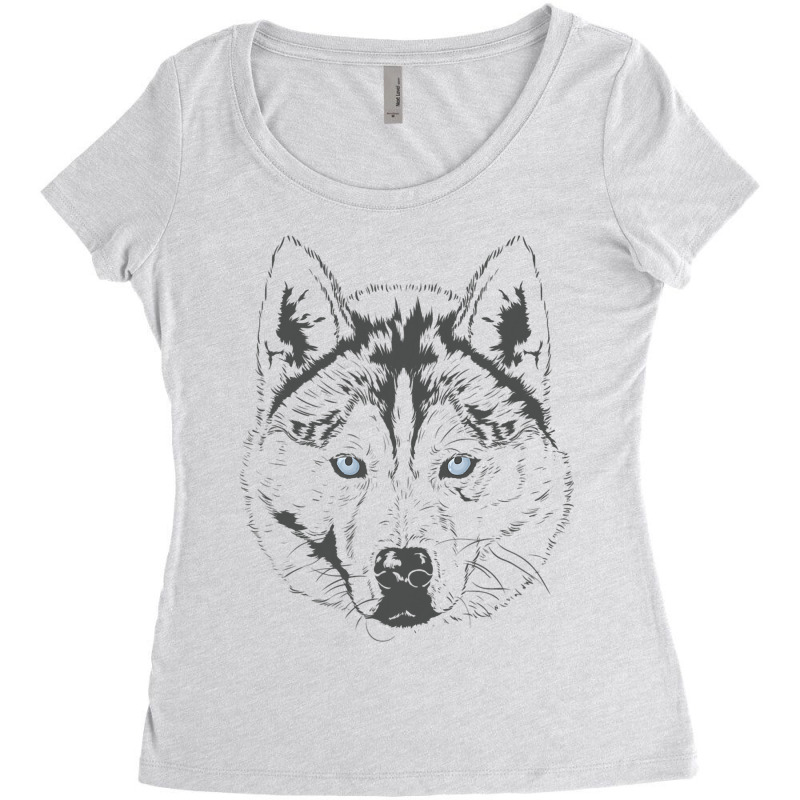 Siberian Husky Sled Dog Snow Nose Women's Triblend Scoop T-shirt by Delightbar | Artistshot