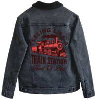 Retro Feeling Like A Train Station Kind Of Day Unisex Sherpa-lined Denim Jacket | Artistshot