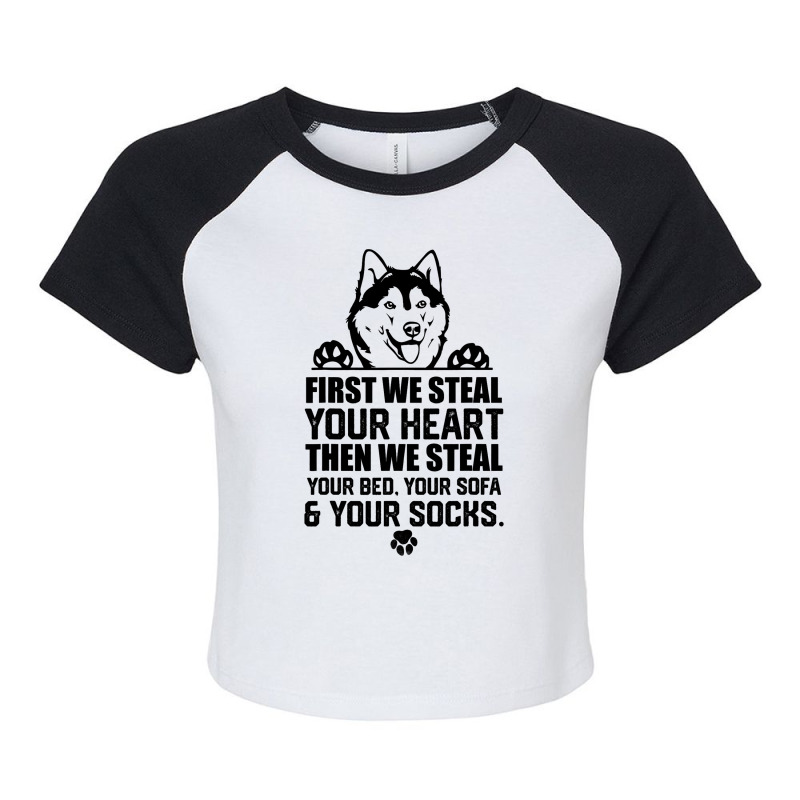 Siberian Husky Steal Your Heart Steal Your Bed Sof Raglan Crop Top by Vibrantora | Artistshot