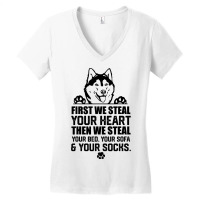 Siberian Husky Steal Your Heart Steal Your Bed Sof Women's V-neck T-shirt | Artistshot