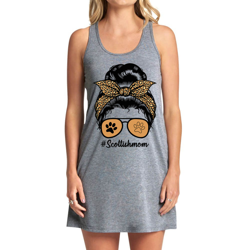 Scottish Terrier Dog Mom Messy Hair Bun Leopard Tank Dress by KIMBERLYABDILLA | Artistshot