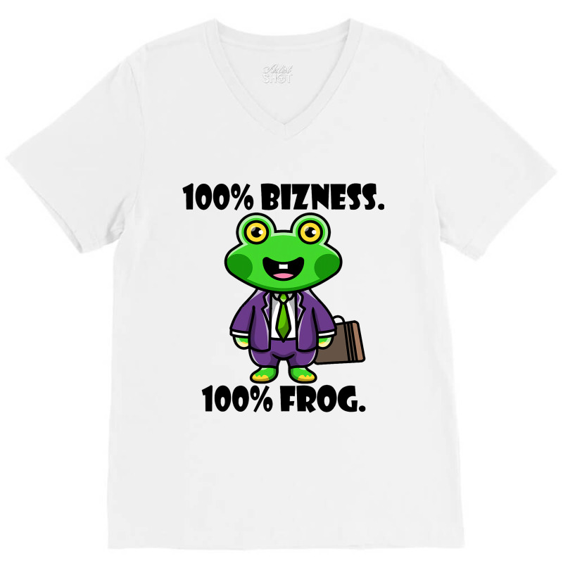 Retro Frog Businessman Funny Saying Bizness Cute F V-neck Tee | Artistshot