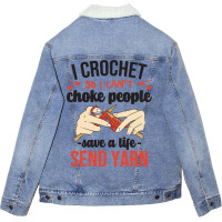 Sewing Quilting Tailor Dressmaker Funny Crochet Lo Unisex Sherpa-lined Denim Jacket | Artistshot