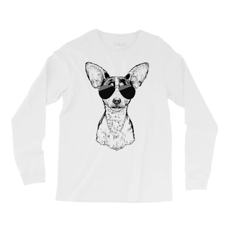 Rat Terrier Dog With Sunglasses Long Sleeve Shirts | Artistshot