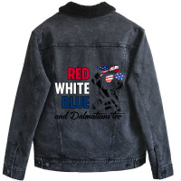 Red White Blue Dalmatians Too Dalmatian Owner 4th  Unisex Sherpa-lined Denim Jacket | Artistshot