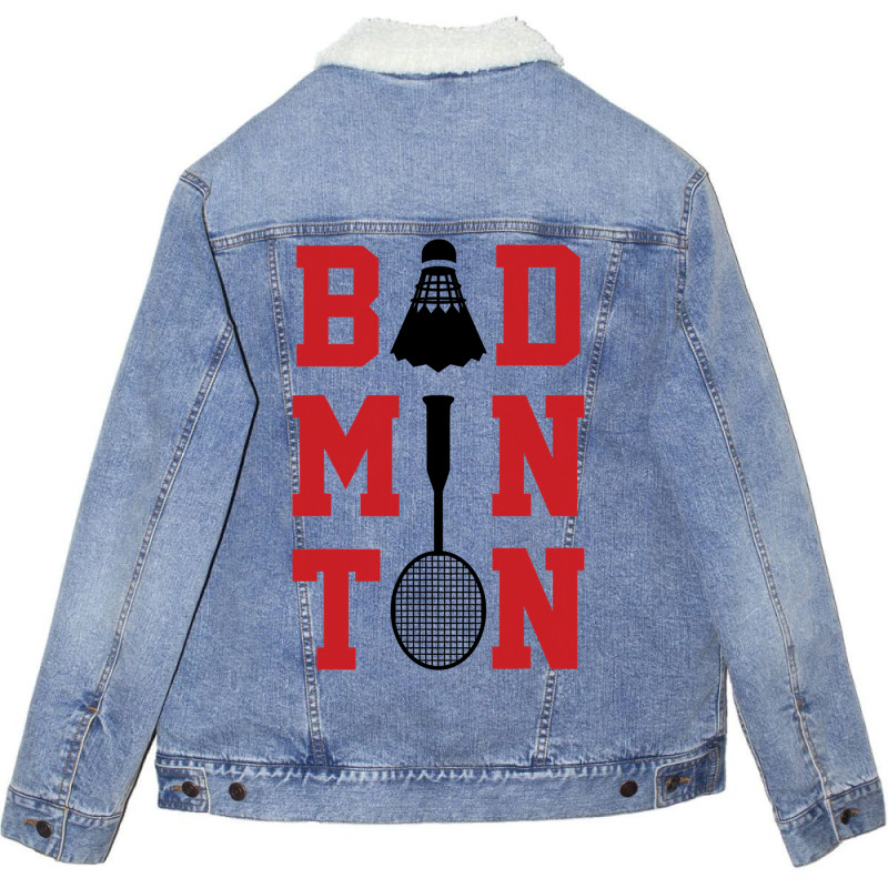 Retro Graphic Badminton Player Shuttlecock Player  Unisex Sherpa-lined Denim Jacket | Artistshot