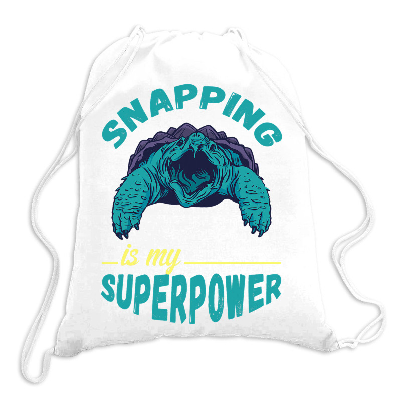 Snapping Turtle My Superpower Reptile Snapping Tur Drawstring Bags | Artistshot