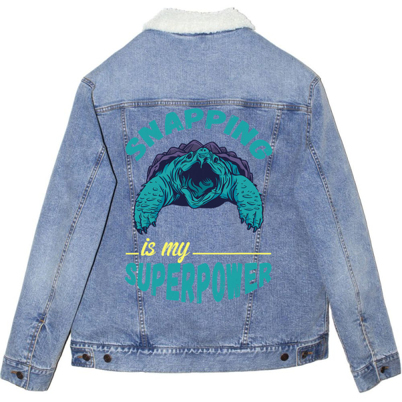 Snapping Turtle My Superpower Reptile Snapping Tur Unisex Sherpa-lined Denim Jacket | Artistshot