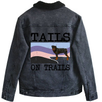 Rottweiler Tails On Trails Funny Dog Hiking Unisex Sherpa-lined Denim Jacket | Artistshot