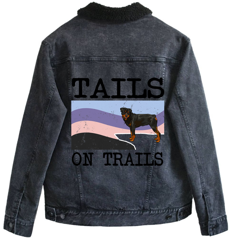 Rottweiler Tails On Trails Funny Dog Hiking Unisex Sherpa-lined Denim Jacket | Artistshot