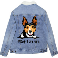 Rat Terrier Gifts Decor Print Dog Unisex Sherpa-lined Denim Jacket | Artistshot